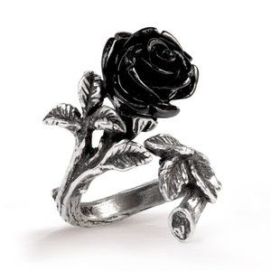 Alchemy Gothic Wild Black Rose Ring Wrap Adjustable 2 Sizes Pewter NWT